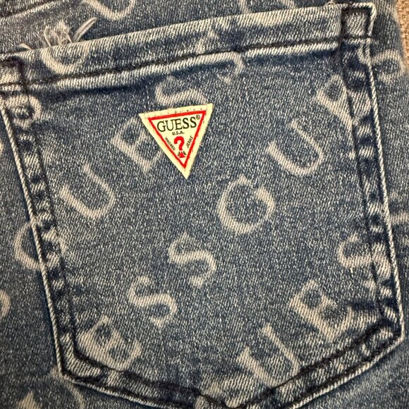 Guess Womens Denim Logo Print High-Rise Shorts Size 29 - Picture 5 of 6